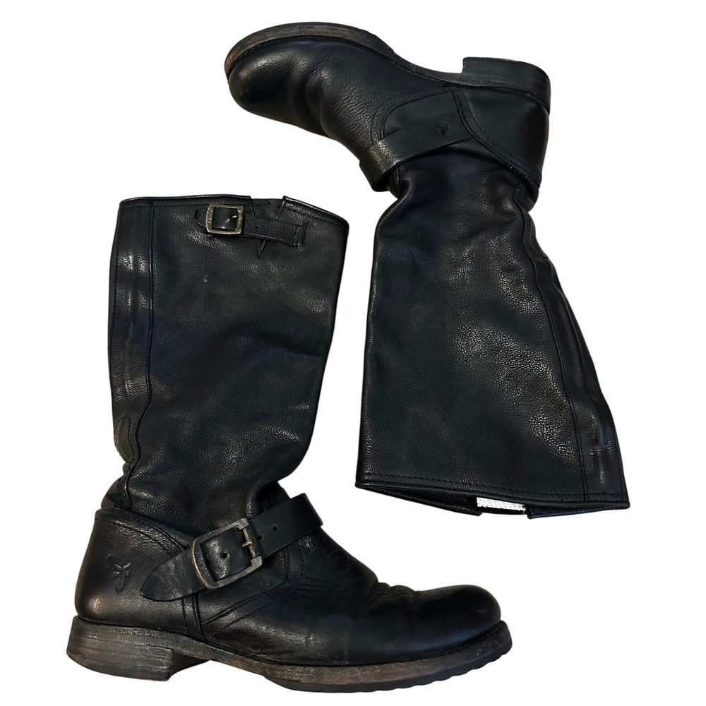 Frye Black Leather Veronica Slouch Boots Women's 9 B